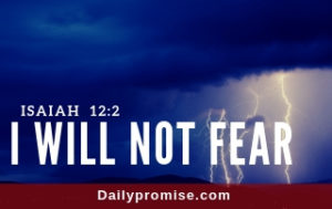 I Will Not Fear - Isaiah 12:2. with a thunderstorm in the background