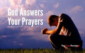 Man kneeling in prayer - God Answers Prayer - 1 John 5:14-15 14-15