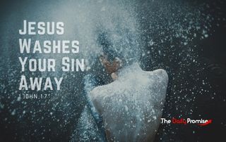 Man under a spray of water - Jesus washes your sins away - 1 John 1:7