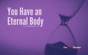 Blue background with an hourglass - You have an Eternal Body - 2 Corinthians 5:1