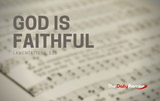 a Hymn page in the background with the words - God it Faithful - Lamentations 3:23