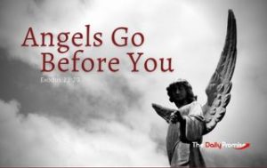 Statue of an Angel with the words - Angels go before you - Exodus 23:20