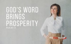 Woman standing with hands on hips. "God's Word Brings Prosperity"