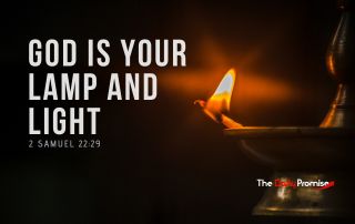 Black background with lit oil lamp. "God is Your Lamp and Light" - 2 Samuel 22:29