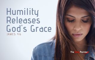 Woman with head bowed - "Humility Releases God's Grace"
