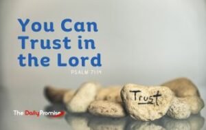 Small rocks with "trust" written on it. "You Can Trust in the Lord" - Psalm 71:14
