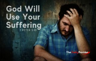 Man with blue shirt holding his head in his hand. "God will use your suffering."