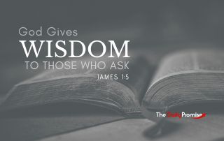 An open Bible in black and white with the words "God Gives Wisdom to Those Who Ask"