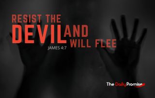 Black background with fussy shapes. "Resist the Devil and He will Flee"