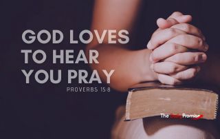 A person praying with the words - God Loves to hear You Pray. Proverbs 15:8