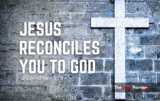Cross on gray brink wall - Jesus Reconciles You to God - 2 Corinthians 5:18