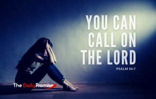 A woman sitting with her knees up and her head in her hands. "You Can Call on the Lord"