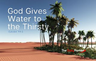 A picture of Oasis, "God Gives Water to the Thirsty" Isaiah 44:3