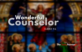 A stained glass of the nativity. "Wonderful Counselor" is the title.