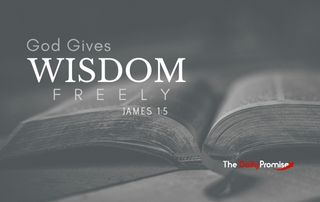 An open Bible in black and white with the words "God Gives Wisdom Freely"