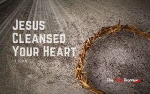 The crown of thorns lying on a stone. "Jesus Cleansed Your Heart"
