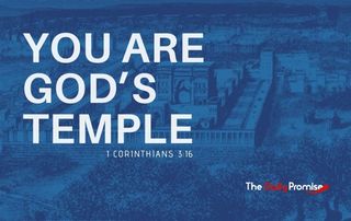 A Blue background with a temple faded into the image. "You are God's Temple" - 1 Corinthians 3:16"