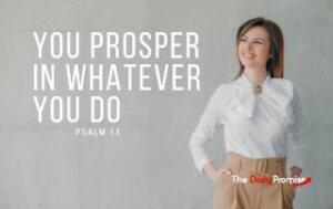 A young woman standing with hands on hips. "You Prosper in Whatever You Do." - Psalm 1:3