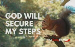 A Squirrel with the words "God Will Secure My Steps" 2 Samuel 22:34