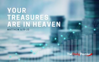 Blue financial background - "Your Treasures are in Heaven" - Matthew 6:19-20