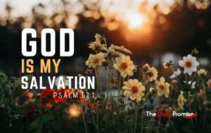 Flowering meadow with the words "God is My Salvation" Psalm 62:1"