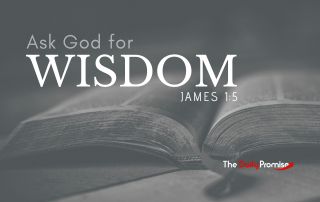 An open Bible in black and white with the words "Ask God for Wisdom" - James 1:5