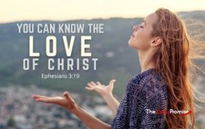 Woman with hands raised. You Can Know the Love of Christ. - Ephesians 3:19