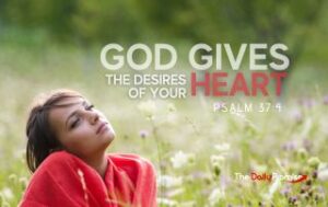 A girl with a red top daydreaming in a field. "God Gives the Desires of Your Heart"