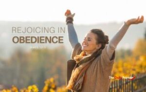 Woman with hands raised. "Rejoicing in Obedience" - Psalm 119:14