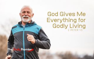 A Man in a running suit. "God Gives Me Everything For Godly Living"