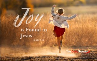 A young girl skipping with joy. "Joy Comes From Jesus"