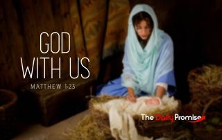 A manger scene with the words - "God With Us" - Isaiah 7:14