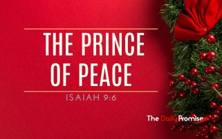 A red background with holly on the right side. "The Prince of Peace" Isaiah 9:6