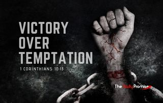 A fist breaking free of chains on a dark gray background. "Victory Over Temptation" - 1 Corinthians 10:13