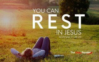 A person is lying in the grass with the words "You Can Rest in Jesus."