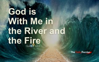 A dry path with the waters on each side. "God is With Me in the River and the Flood."