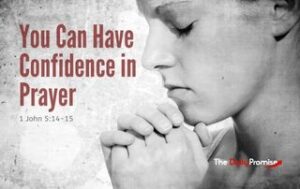 Woman with hands clasp in prayer with her head bowed. "You Can Have Confidence in Prayer"