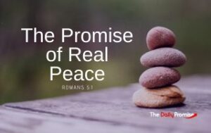 Rocks stacked and balanced "The Promise of Real Peace" - Romans 5:1"